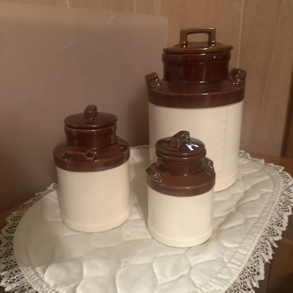 McCoy Pottery Canisters with Lids  Set of 3 Vintage